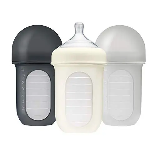 Boon Nursh silicone pouch baby bottles in gray