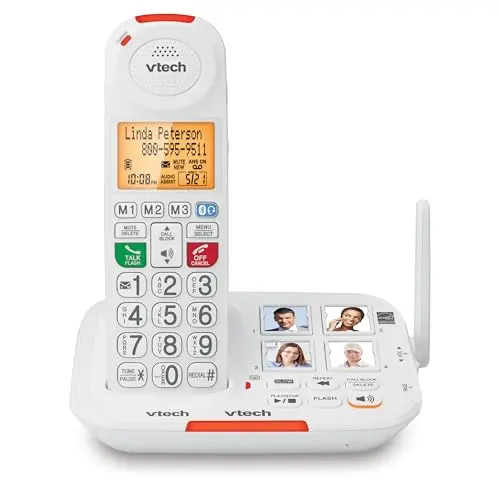 VTech amplified cordless phone for seniors with high-contrast buttons