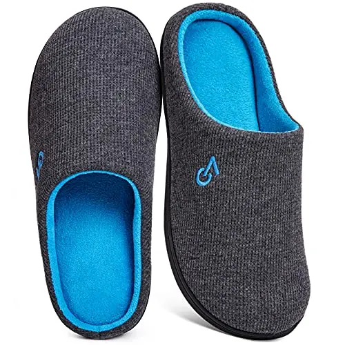 VeraCosy men's memory foam slippers with rubber sole