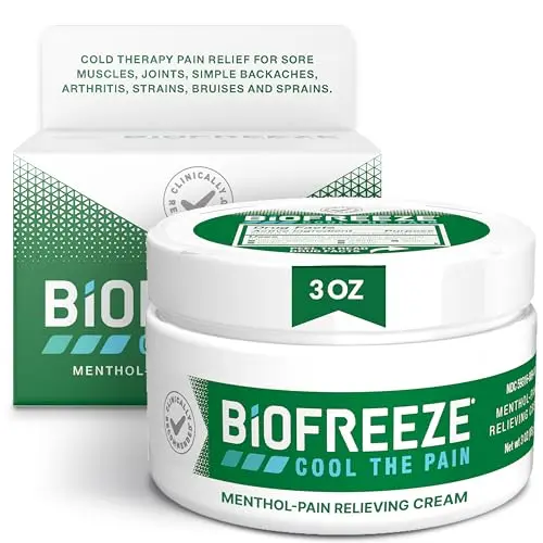 Biofreeze pain relief cream jar for knee and joint pain