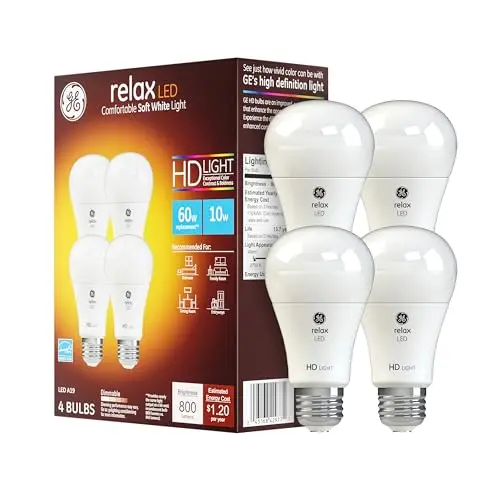 GE Relax dimmable LED light bulb in soft white