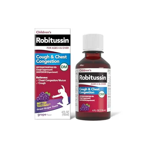 Robitussin Children's Cough and Chest Congestion DM grape flavor bottle