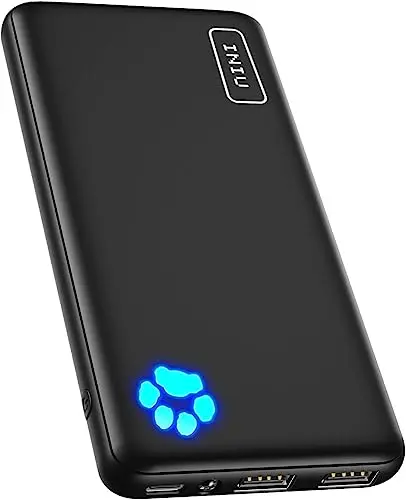 INIU slim portable charger in black with minimalist design