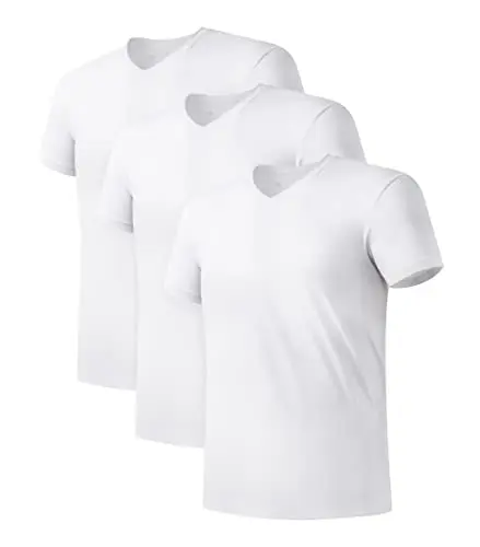 DAVID ARCHY men's white bamboo rayon v-neck undershirt
