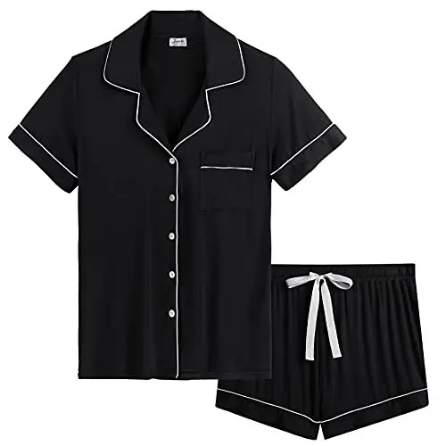 Joyaria women's button-down bamboo pajama set with shorts