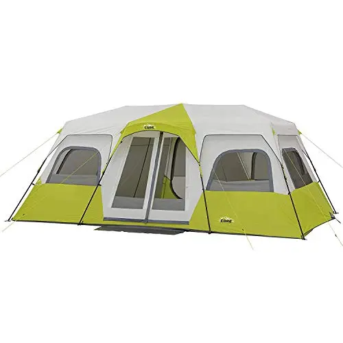CORE 12 person instant cabin tent with multiple rooms and storage pockets