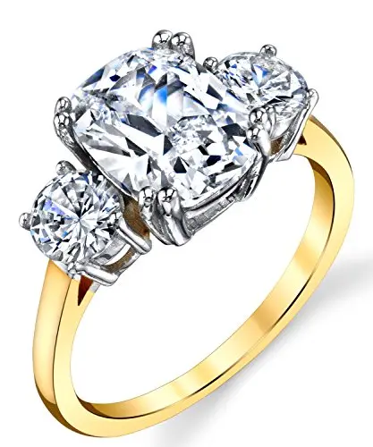 Metal Masters Co. cushion cut cubic zirconia engagement ring with gold plating