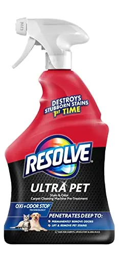 Resolve Ultra Pet Odor and Stain Remover spray bottle