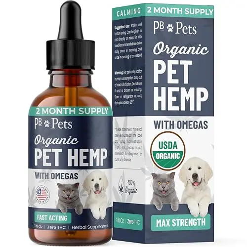 PB Pets organic hemp oil for dogs calming and joint support