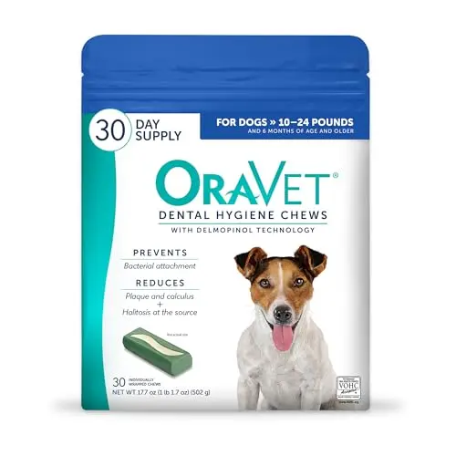 ORAVET Dental Chews for small dogs in blue packaging