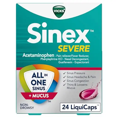 Vicks Sinex SEVERE All-In-One Sinus and Mucus relief LiquiCaps