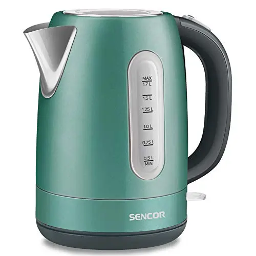 Sencor green electric kettle with stainless steel construction and manual operation