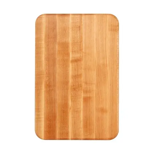 John Boos maple wood cutting board with finger grips and reversible sides