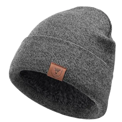 OZERO winter beanie with polar fleece lining in gray
