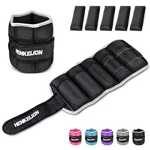 Henkelion adjustable ankle weights showing secure fit and comfortable cotton material