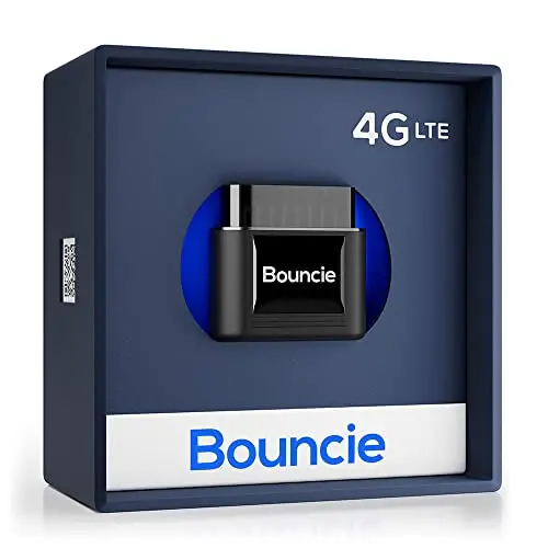 Bouncie GPS tracker device plugged into vehicle OBD2 port