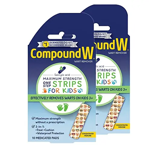 Compound W wart remover strips for kids showing kid-friendly design