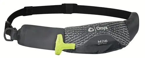Onyx M-16 Manual Inflatable Belt Pack in grey with waist strap