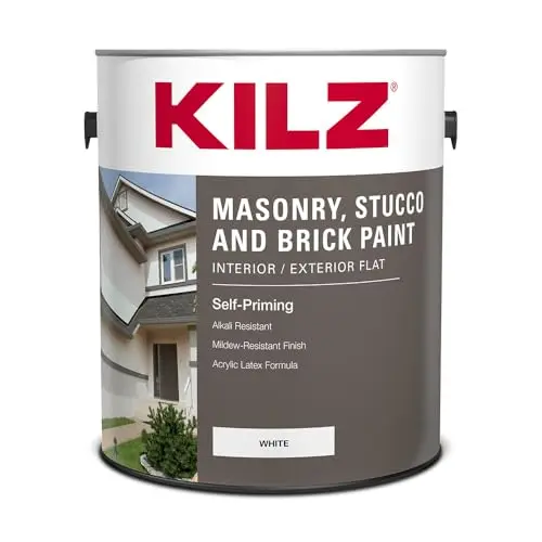 KILZ self-priming masonry paint on brick and concrete surface