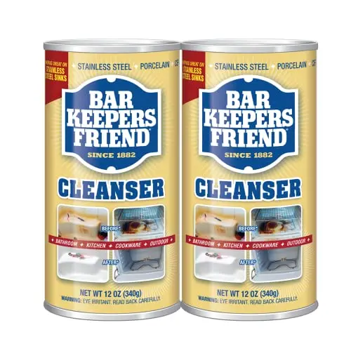 Bar Keepers Friend powder cleanser in canister for tough sink stains