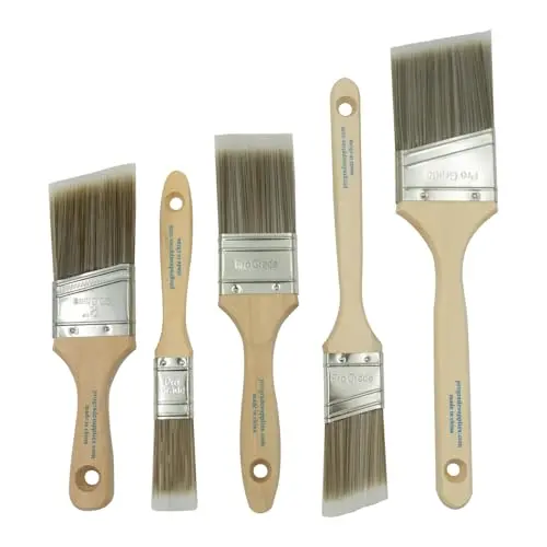 Pro Grade 5-piece paint brush set including flat and angled brushes