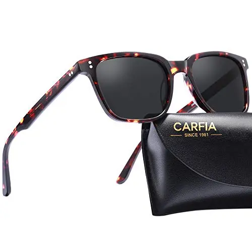 CARFIA Polarized Men's Sunglasses with square frame and UV400 protection