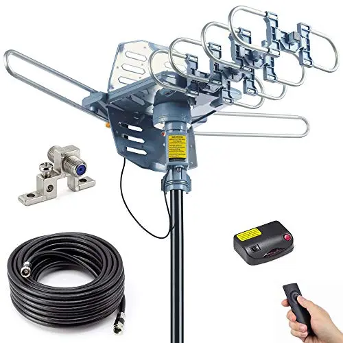 PBD outdoor TV antenna with motorized 360-degree rotation and dual TV support