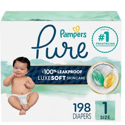 Pampers Pure Protection diapers with plant-based materials for sensitive skin