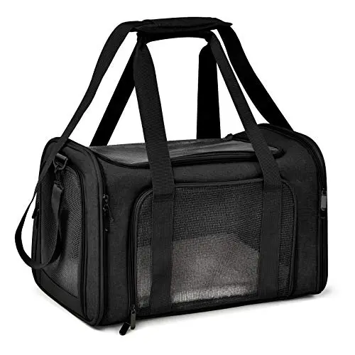Henkelion soft-sided pet carrier with mesh panels and adjustable strap