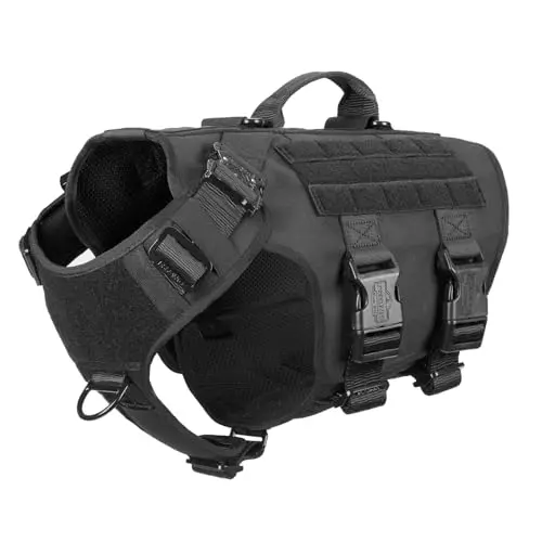 ICEFANG tactical dog harness in black with MOLLE webbing