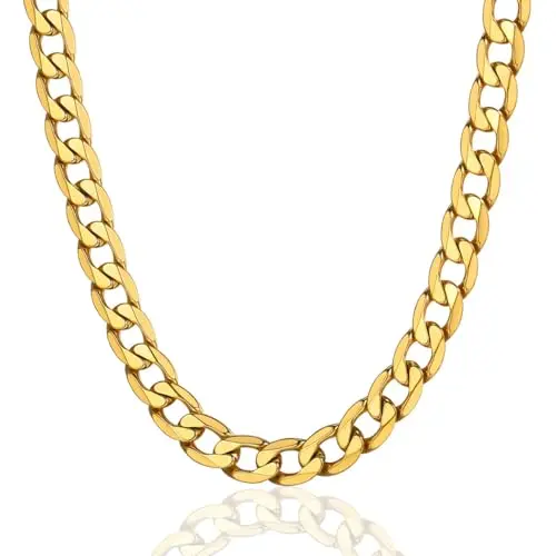 Hip-hop style Cuban link gold chain for men with multiple size options