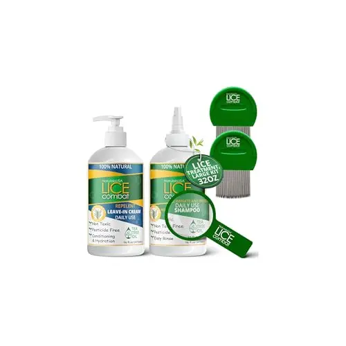 Lice Combat treatment kit with shampoo, repellent cream and combs