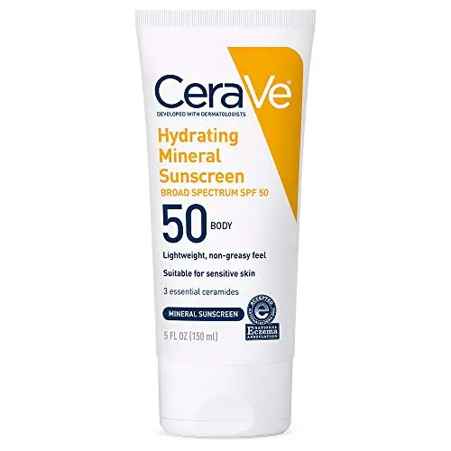 CeraVe Mineral Sunscreen SPF 50 with zinc oxide and titanium dioxide
