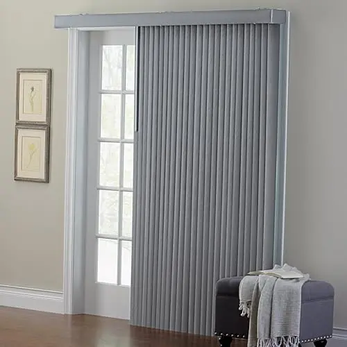 BrylaneHome embossed vertical blinds with textured gray slats