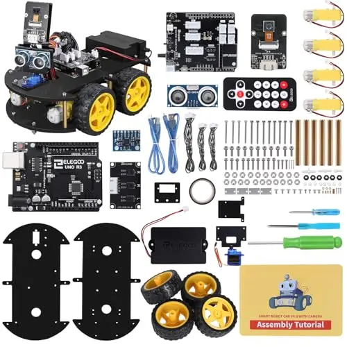 ELEGOO UNO R3 smart robot car kit with electronics components for assembly