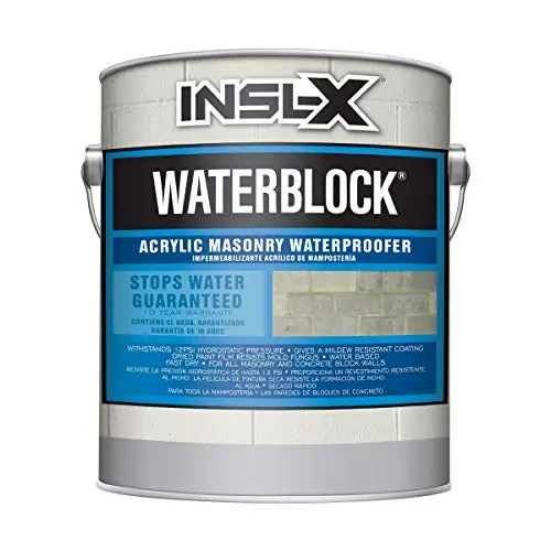 INSL-X WaterBlock masonry waterproofer applied to basement foundation