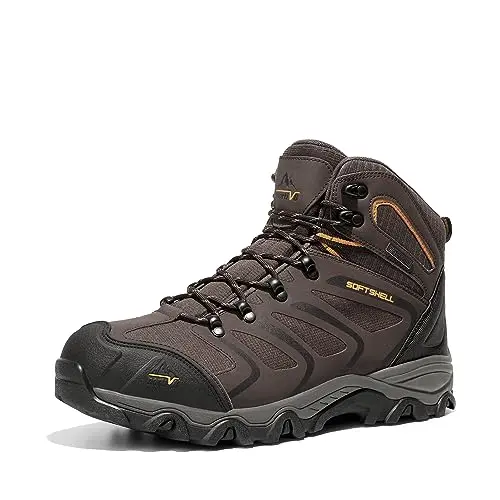 NORTIV 8 ankle high hiking boots in brown/black/tan with flexible sole