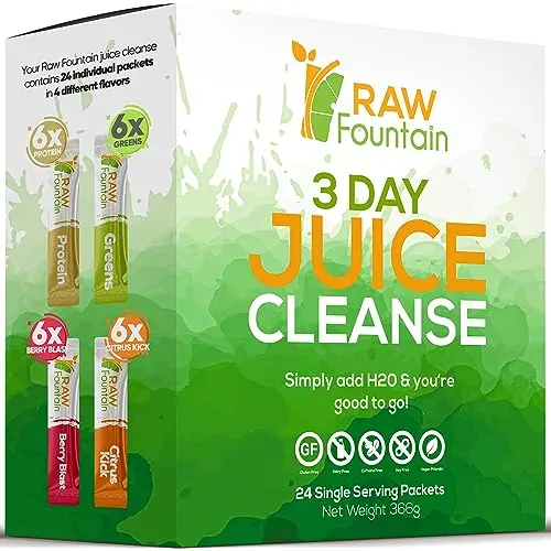 Raw Fountain 3-Day Juice Cleanse powder packets variety pack