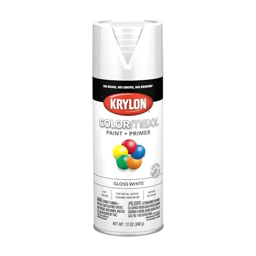 Krylon COLORmaxx spray paint can in gloss white
