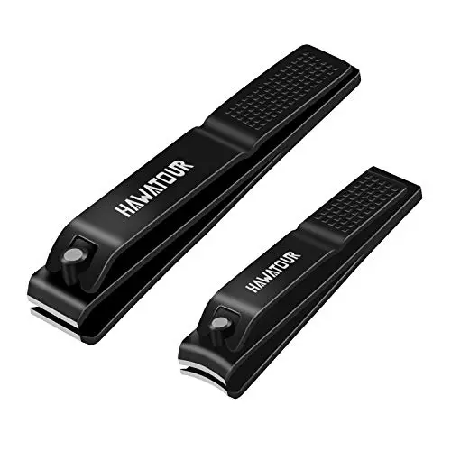 HAWATOUR nail clipper set in black with tin storage case
