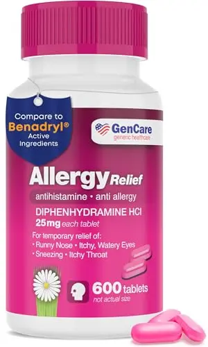 GenCare Diphenhydramine 25mg allergy relief tablets