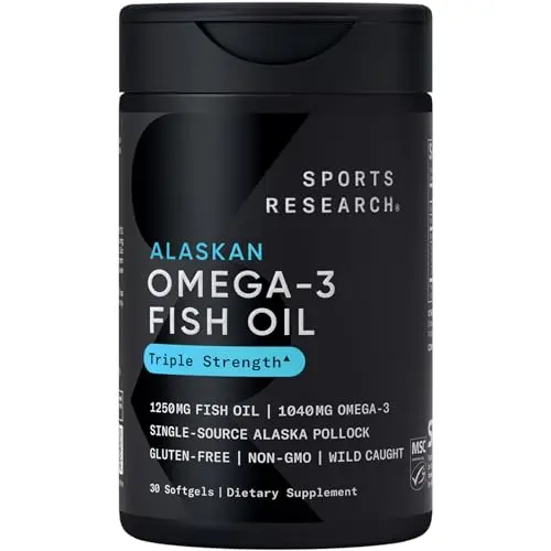 Sports Research Triple Strength Omega 3 Fish Oil softgels bottle