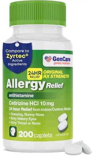 GenCare Cetirizine HCL 10mg allergy relief caplets