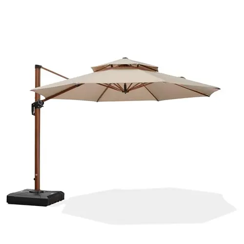 PURPLE LEAF 11ft round cantilever patio umbrella with double-top canopy
