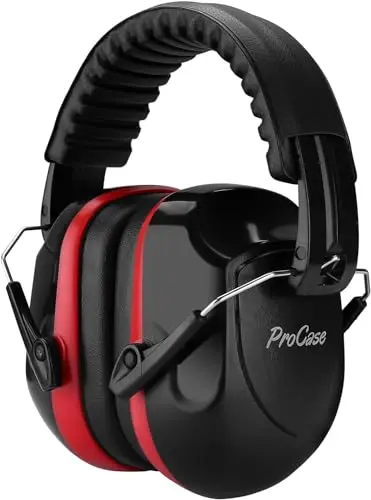 ProCase noise reduction ear protection muffs in red color