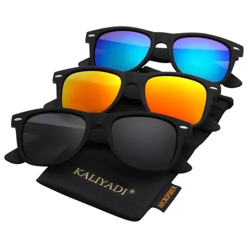 KALIYADI Polarized Sunglasses 3-pack with matte finish and color mirror lens
