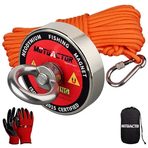 MUTUACTOR 400lbs magnet fishing kit with rope and gloves