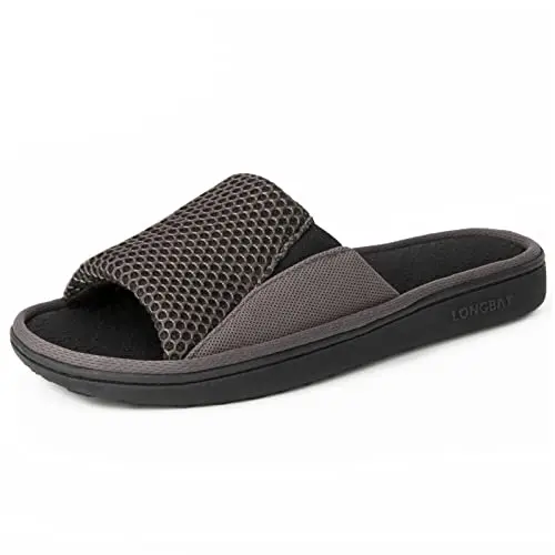 Men's memory foam slide slippers for sweaty feet