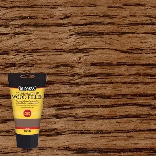 Minwax color-matched wood filler in walnut for seamless repairs
