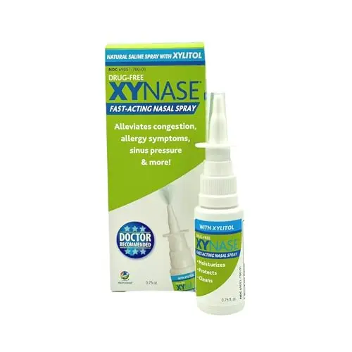 Xynase Natural Saline Nasal Spray with xylitol for gentle relief